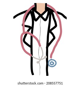Stethoscope and doctor cartoon character