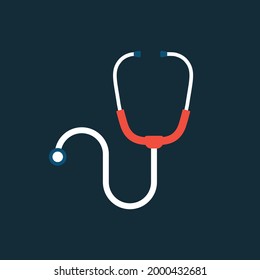 stethoscope of a doctor, flat Icon of stethoscope isolated on white background, vector illustration for web and mobile, stethoscope logo, vector artwork