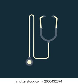stethoscope of a doctor, flat Icon of stethoscope isolated on white background, vector illustration for web and mobile, stethoscope logo, vector artwork