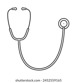 Stethoscope for doctor or nurse in a U-shape as an outline vector icon