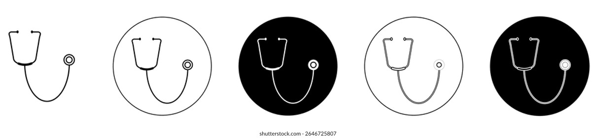Stethoscope, doctor tool, stethoscope silhouette, line icon, black and white, stethoscope symbol.