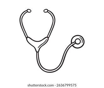 Stethoscope doodle hand drawn icon. Outline drawing Stethoscope line clipart symbol. Vector illustration