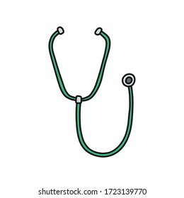 icono del doodle de estetoscopio, ilustración vectorial