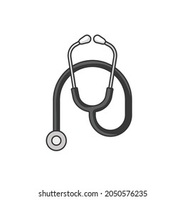 Stethoscope in drawing style isolated vector. Icon object illustration for your presentation, teaching materials or others.