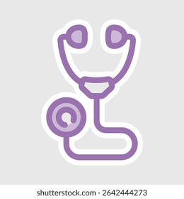 stethoscope editable cartoon style sticker vector