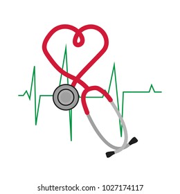 Stethoscope Electrocardiography Illustration On White Background Stock ...