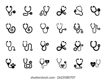 Stethoscope fill vector icon and stethoscope icon pack.