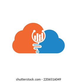 Stethoscope finance cloud shape concept logo design icon vector. Nurse accounting logo. Medical pharmacy logo design template.