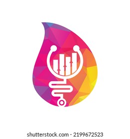 Stethoscope financia la forma de caída de la forma de la forma del concepto de diseño de logotipo vector de icono. Logo de contabilidad de enfermería. Plantilla de diseño del logotipo de farmacia médica.
