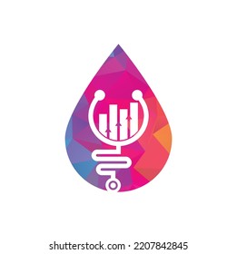 Stethoscope financia la forma de caída de la forma de la forma del concepto de diseño de logotipo vector de icono. Logo de contabilidad de enfermería. Plantilla de diseño del logotipo de farmacia médica.	