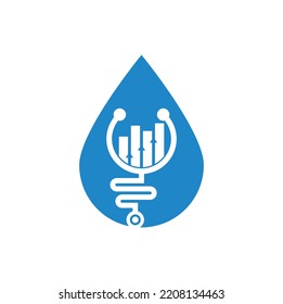 Stethoscope financia la forma de caída de la forma de la forma del concepto de diseño de logotipo vector de icono. Logo de contabilidad de enfermería. Plantilla de diseño del logotipo de farmacia médica.	