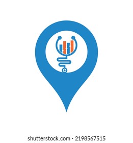 Stethoscope finance gps shape concept logo design icon vector. Nurse accounting logo. Medical pharmacy logo design template.