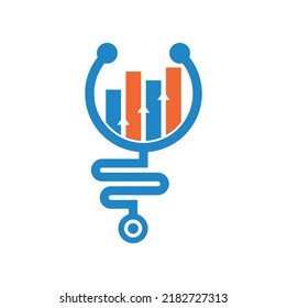 Stethoscope finance logo design icon vector. Nurse accounting logo. Medical pharmacy logo design template.