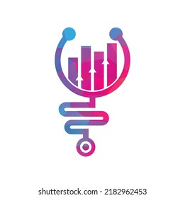 Stethoscope finance logo design icon vector. Nurse accounting logo. Medical pharmacy logo design template.
