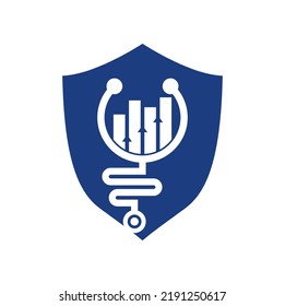 Stethoscope finance logo design icon vector. Nurse accounting logo. Medical pharmacy logo design template.	