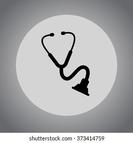 stethoscope flat black and white icon. 