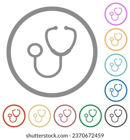 Stethoscope flat color icons in round outlines on white background