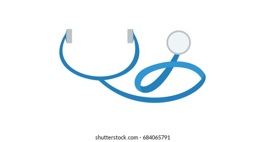 Stethoscope in flat design. Brand, icon, badge or label of medicine.