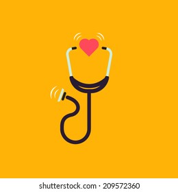 Stethoscope flat design template with heart
