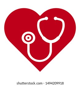 Stethoscope flat diagnostic icon vector. Doctor item, hospital pictogram isolated on background