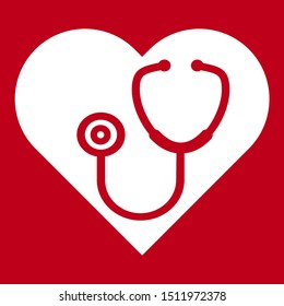 Stethoscope flat diagnostic icon vector. Doctor item, hospital pictogram isolated on background