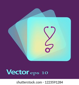 Stethoscope. flat icon.