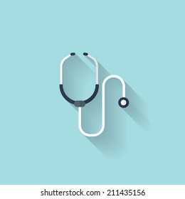 Stethoscope flat icon. Health care.