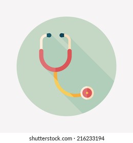 stethoscope flat icon with long shadow
