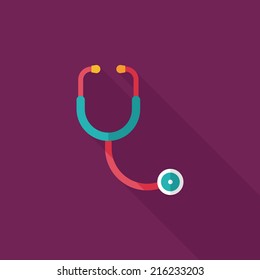 stethoscope flat icon with long shadow
