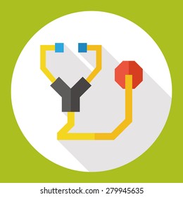 stethoscope flat icon with long shadow