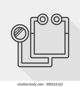stethoscope flat icon with long shadow, line icon