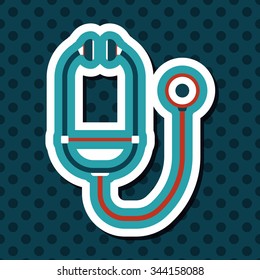 stethoscope flat icon with long shadow