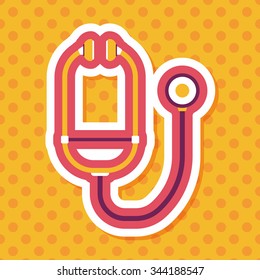 stethoscope flat icon with long shadow
