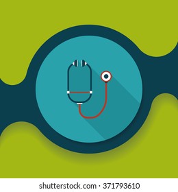 stethoscope flat icon with long shadow