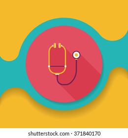 stethoscope flat icon with long shadow