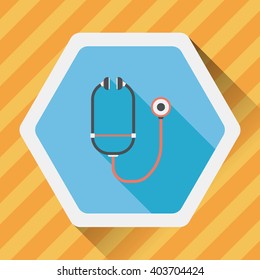 stethoscope flat icon with long shadow