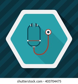 stethoscope flat icon with long shadow