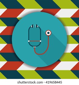 stethoscope flat icon with long shadow