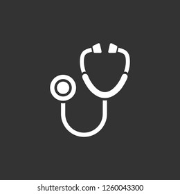 Stethoscope flat icon on a black background