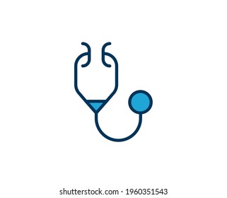 Stethoscope flat icon. Thin line signs for design logo, visit card, etc. Single high-quality outline symbol for web design or mobile app. Medical outline pictogram.