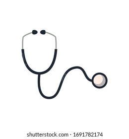 Stethoscope flat style icon design of Medical care health hospital emergency aid exam clinic and patient theme Vector illustration
