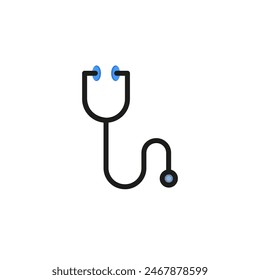 Stethoscope. Flat thin line illustration. Medical equipment, heartbeat, general practitioner. Doctor concept. For health, medicine, hospital