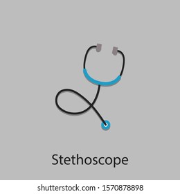 Stethoscope flat vector icon isolated on Gray background.