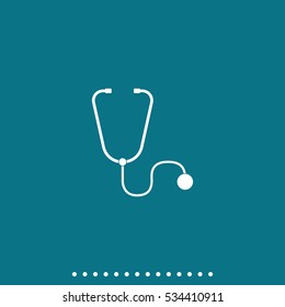 Stethoscope flat vector icon isolated on green background.