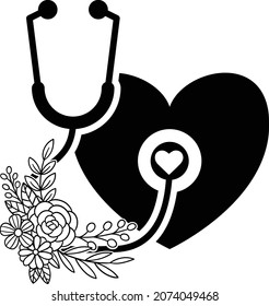 Stethoscope With Flowers, Stethoscope for Cut File