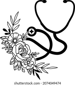 Stethoscope With Flowers, Stethoscope for Cut File