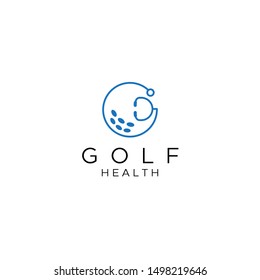 Stethoscope forming G letter and Golf ball idea logo design vector icon illustration inspiration. sporty for healthy