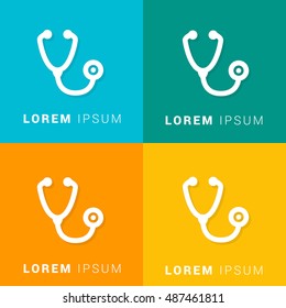Stethoscope Four Color Material Designed Icon / Logo