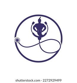 Stethoscope with genie vector logo design. 