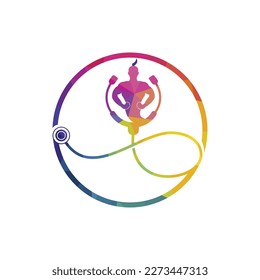 Stethoscope with genie vector logo design. 